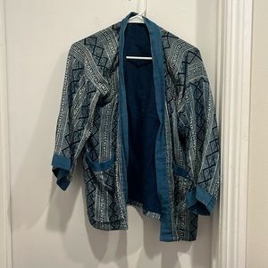 Indigo- dyed kimono jacket